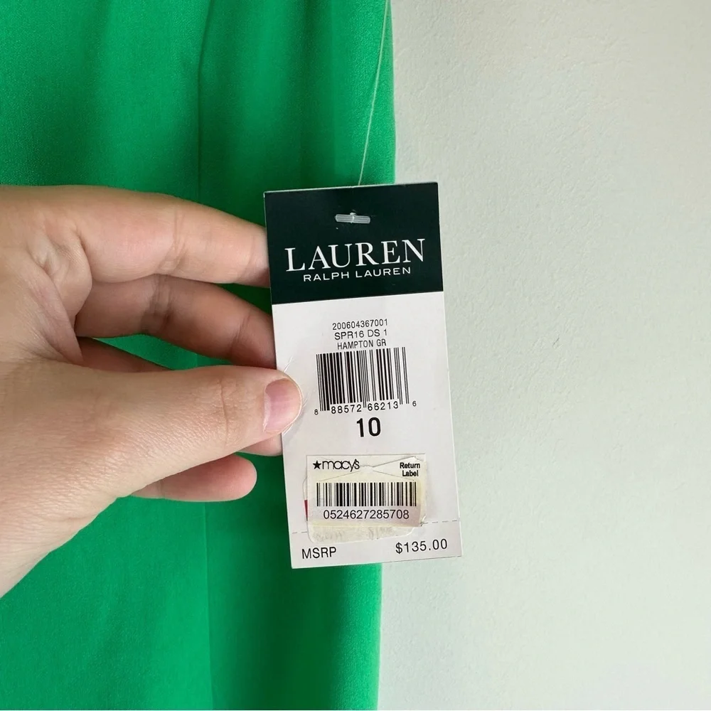 NEW Lauren Ralph Lauren Green Drop Waist Short Sleeve Workwear Office Dress 10 - Picture 5 of 5